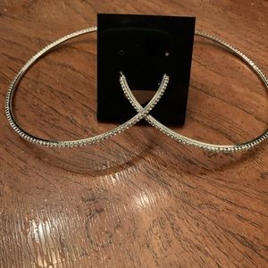 Fashionable rhinestone trendy hoops 10cm in size